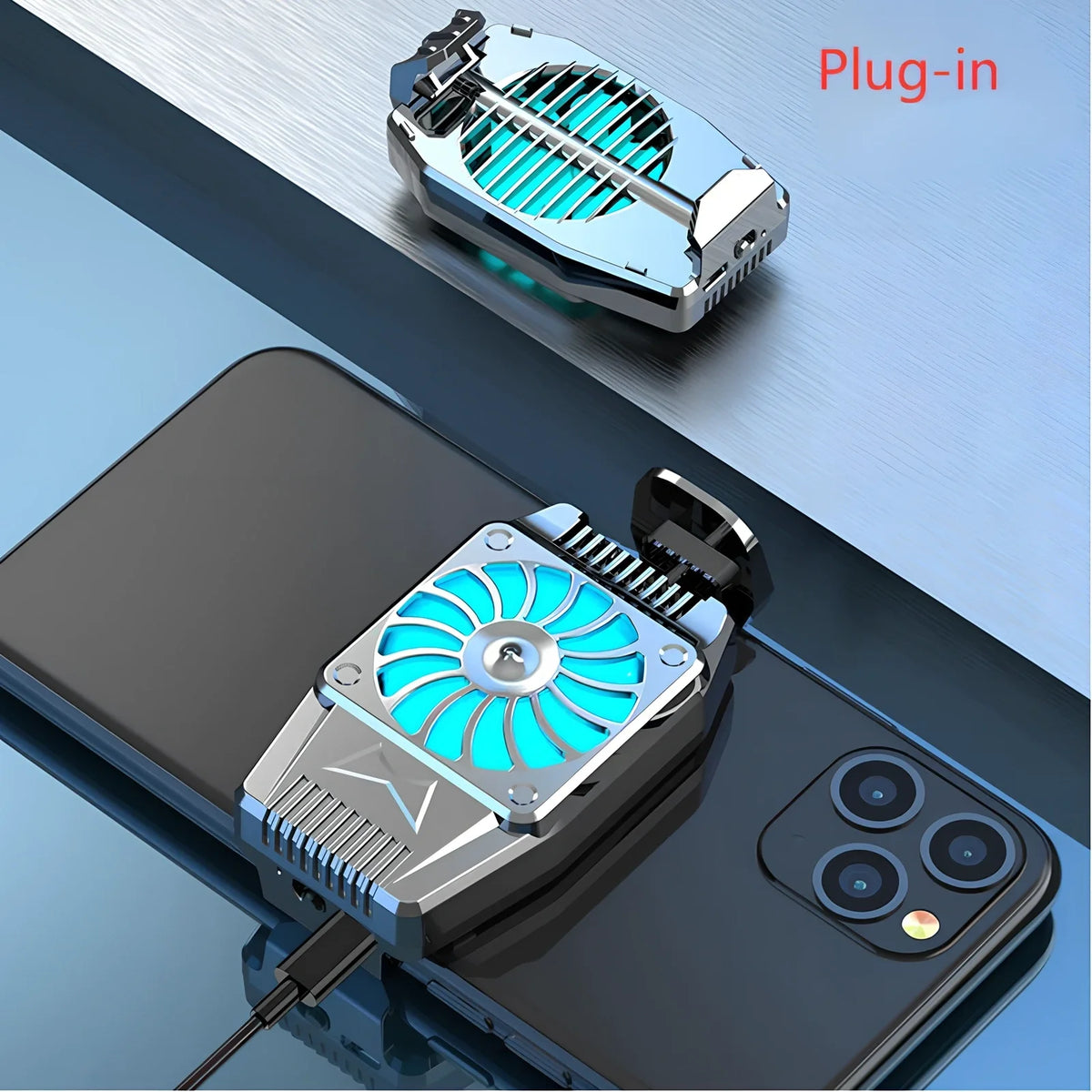 H15 black rechargeable mobile cooling fan, 8x4.5x2.8cm size with 300mAh battery for 3-hour gaming sessions