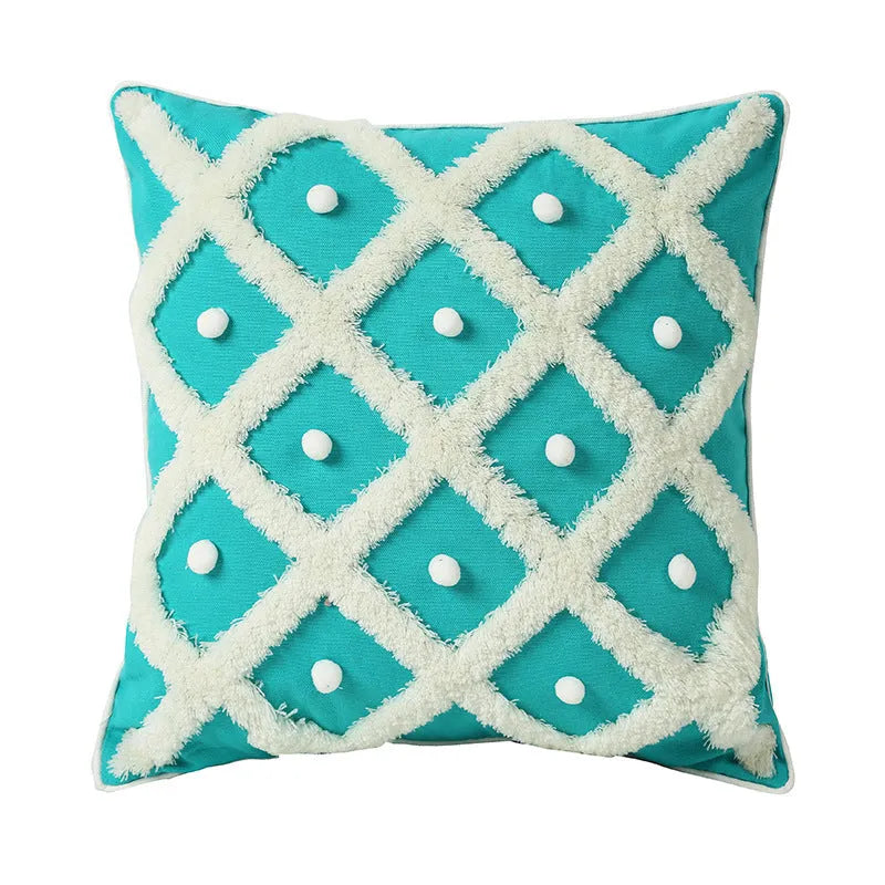 Tufted Moroccan cushion cover in cotton hemp blend measuring 45x45cm in black colour