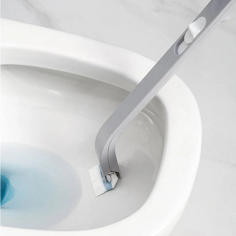 Disposable toilet brush set with 18 cotton heads for hygienic bathroom cleaning