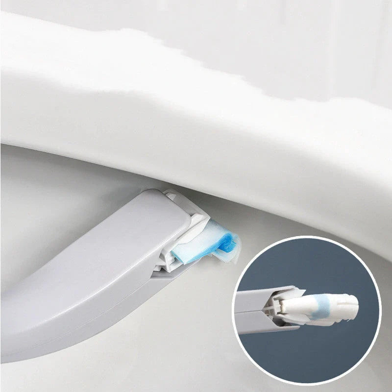 Disposable toilet brush set with 18 cotton heads for hygienic bathroom cleaning