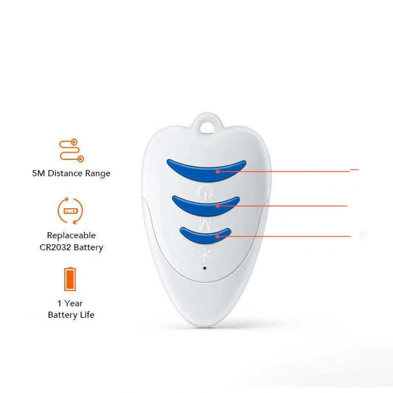 Wireless Smart Remote Control Pet Toy with LED Flashing Lights in blue, pink, and orange