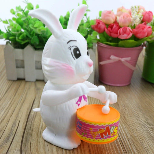 Cartton Rabbit Drumming Clockwork Wind-up Toy for children's educational play