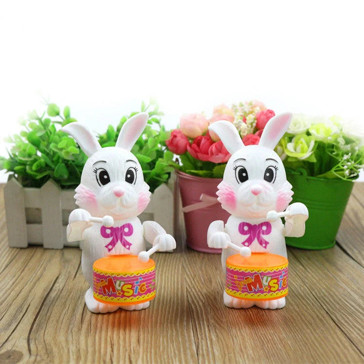 Cartton Rabbit Drumming Clockwork Wind-up Toy for children's educational play