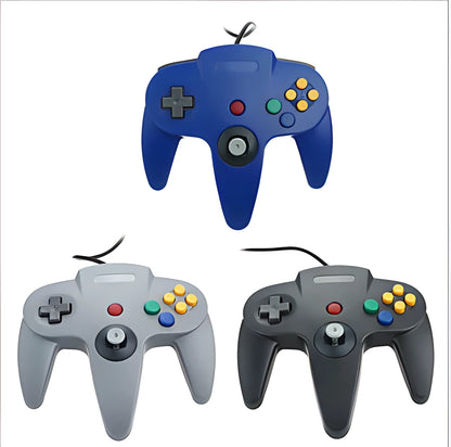 USB N64 game controller for PC with original Nintendo 64 three-pronged design and multiple colour options