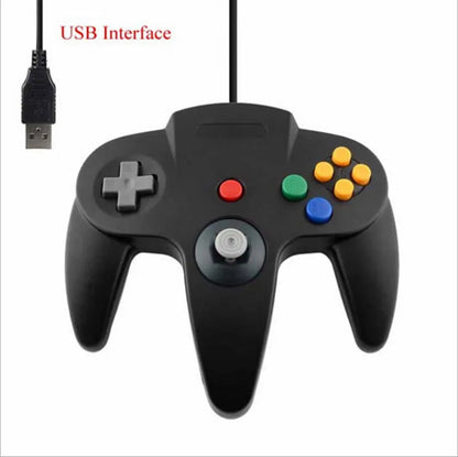 USB N64 game controller for PC with original Nintendo 64 three-pronged design and multiple colour options