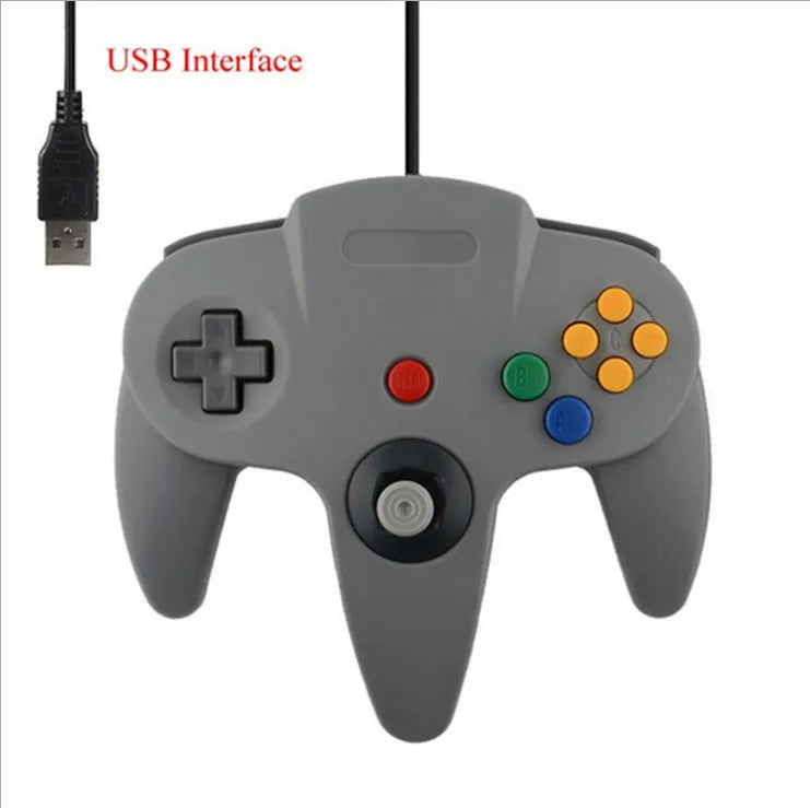 USB N64 game controller for PC with original Nintendo 64 three-pronged design and multiple colour options