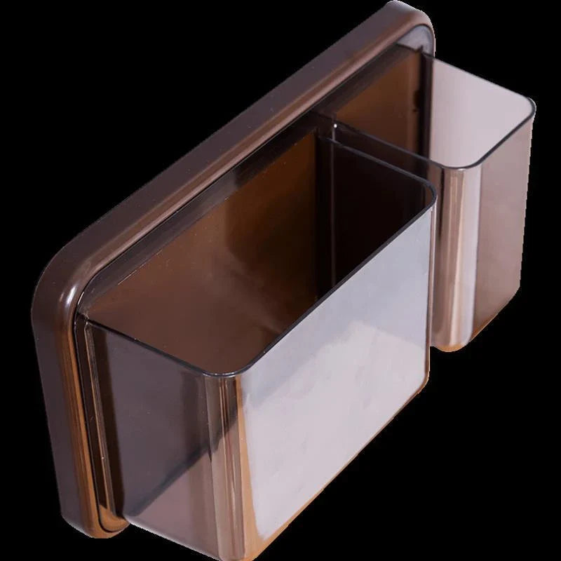 Compact refrigerator organiser with magnet-free, perforated storage design for efficient kitchen storage and organisation