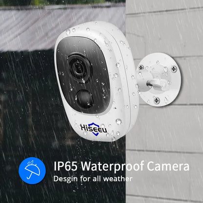 White dome-shaped battery-powered indoor security camera model C10+ on a shelf.
