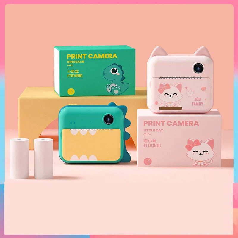 Children's digital camera with photo printing feature in bright colours
