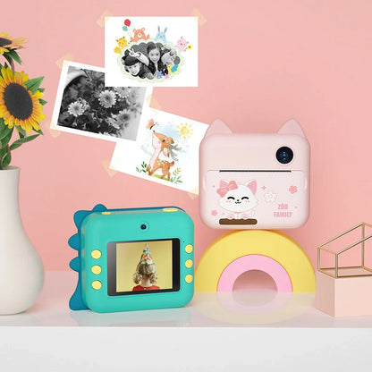 Children's digital camera with photo printing feature in bright colours