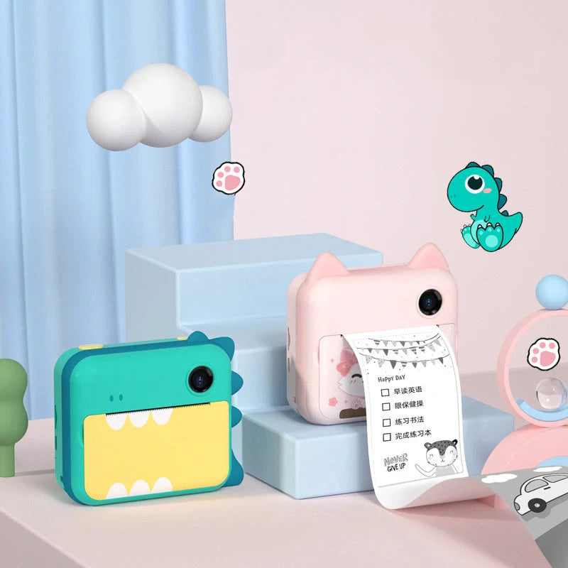 Children's digital camera with photo printing feature in bright colours