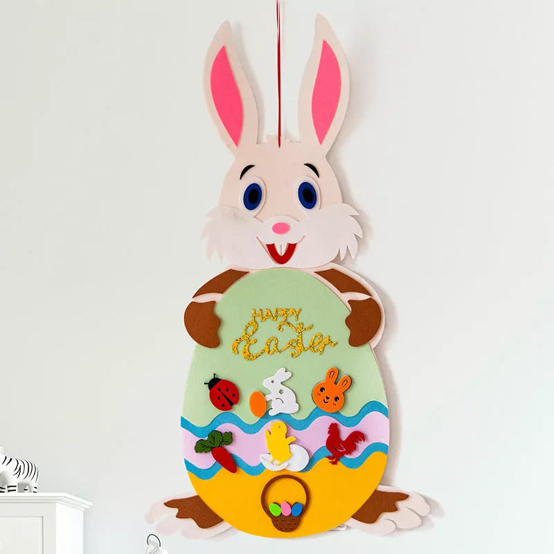 DIY Felt Bunny Pendants with detachable alphabet Easter ornaments for creative play