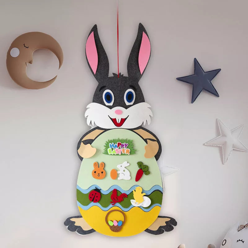 DIY Felt Bunny Pendants with detachable alphabet Easter ornaments for creative play