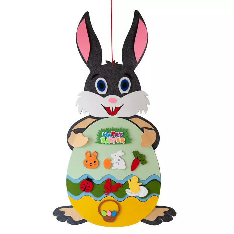 DIY Felt Bunny Pendants with detachable alphabet Easter ornaments for creative play