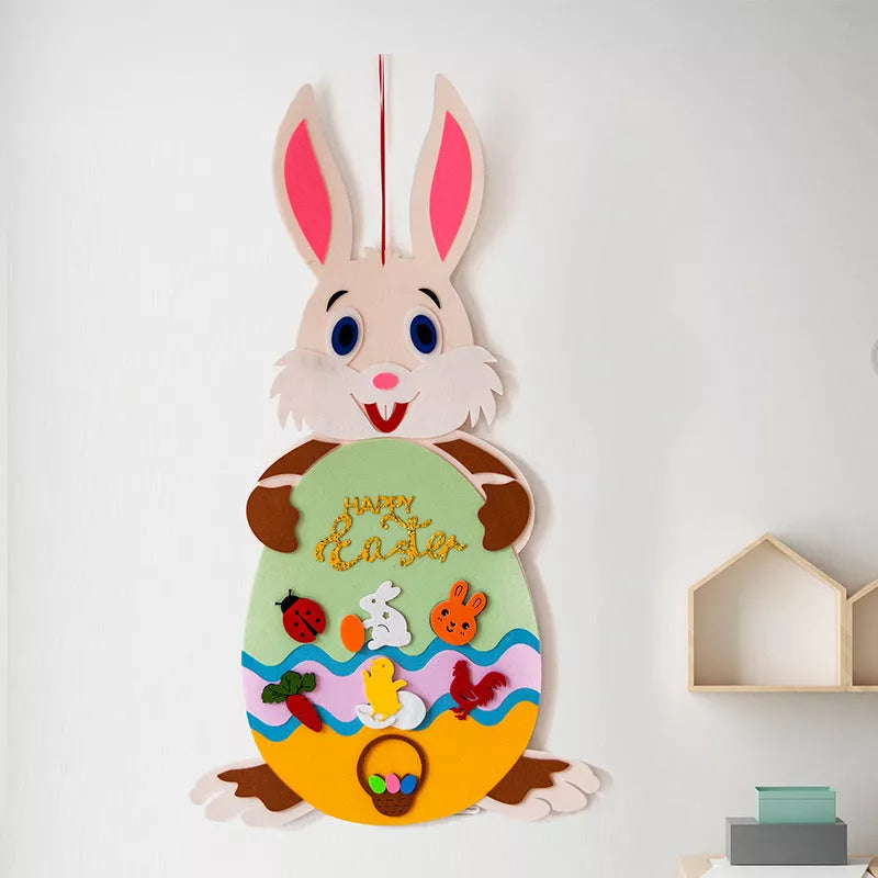 DIY Felt Bunny Pendants with detachable alphabet Easter ornaments for creative play