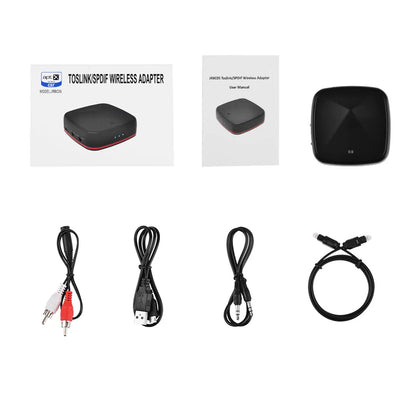 Black optical fibre Bluetooth 5.0 adapter with CSR8675 chip for wireless audio transmission