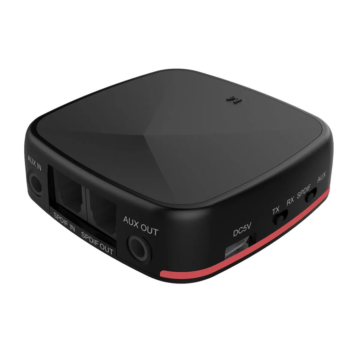 Black optical fibre Bluetooth 5.0 adapter with CSR8675 chip for wireless audio transmission