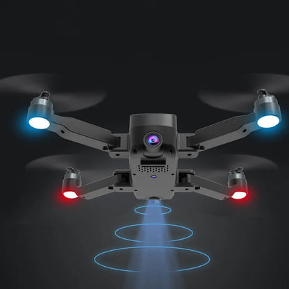 Brushless GPS drone with 4K HD camera in technology grey, folded size 12.8x10x5.5cm, for aerial photography.