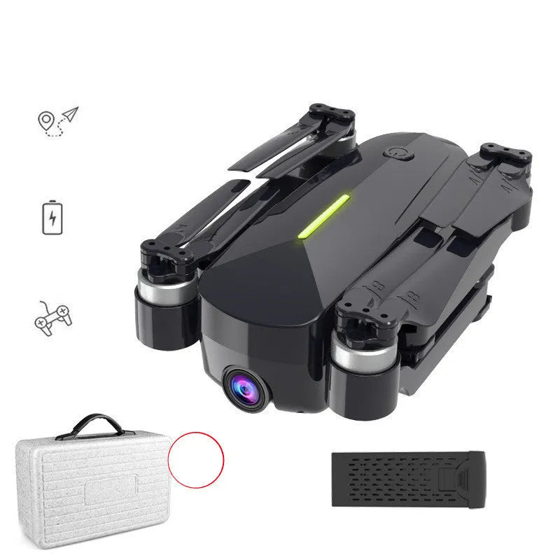 Brushless GPS drone with 4K HD camera in technology grey, folded size 12.8x10x5.5cm, for aerial photography.