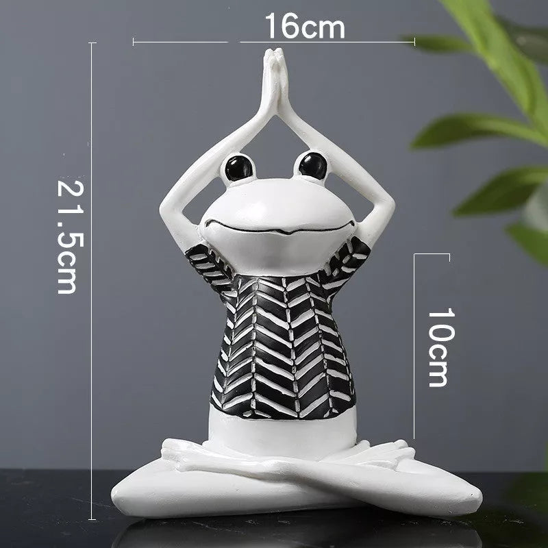 Yoga frog resin statue with metal atmosphere light for home and office decor