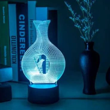 Creative 3D LED night light with acrylic plate, ABS base, and 7 colour change modes