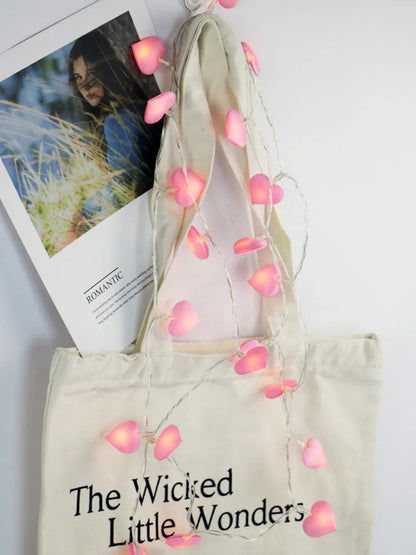 Pink heart-shaped LED fairy lights on 3-metre cable for bedroom or wedding decoration