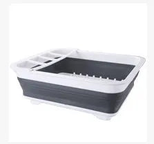 Off-white foldable kitchen dish drainer drying rack for tableware and produce storage