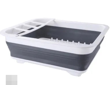 Off-white foldable kitchen dish drainer drying rack for tableware and produce storage
