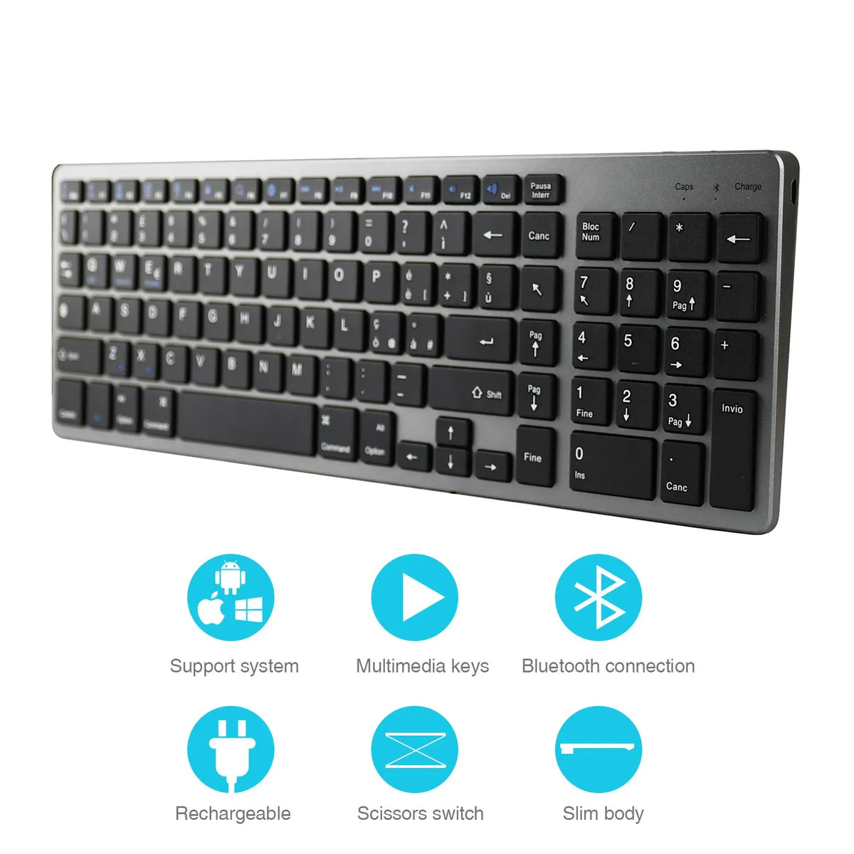 Enjoy Keyboard Universal Bluetooth Keyboard 104 Keys 13mm Slim for iPad Tablet Mobile ...