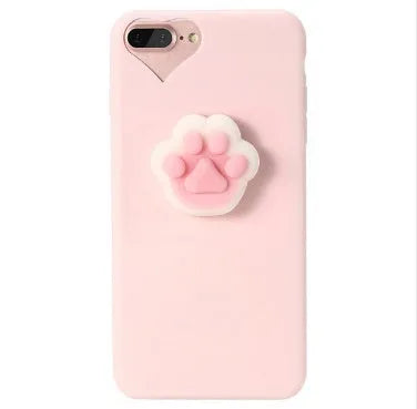 Silicone iPhone case with 3D cartoon cat design showing raised texture details