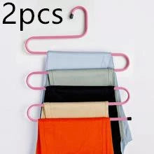 Adjustable 5-Tier Pants Rack in stainless steel with non-slip coating for space-saving closet organization