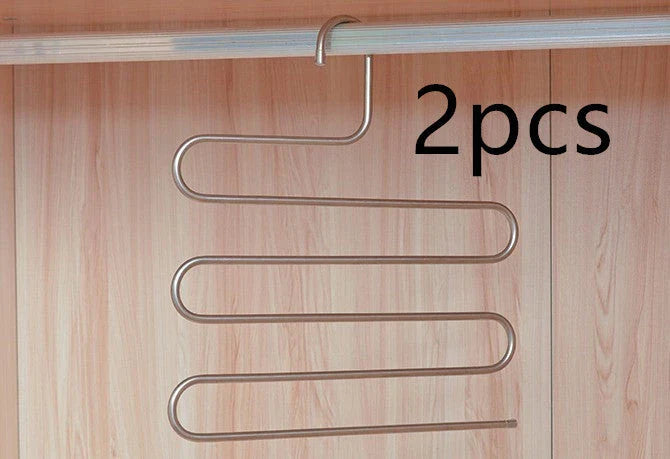 Adjustable 5-Tier Pants Rack in stainless steel with non-slip coating for space-saving closet organization