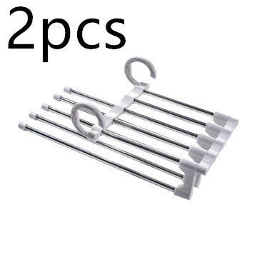 Adjustable 5-Tier Pants Rack in stainless steel with non-slip coating for space-saving closet organization