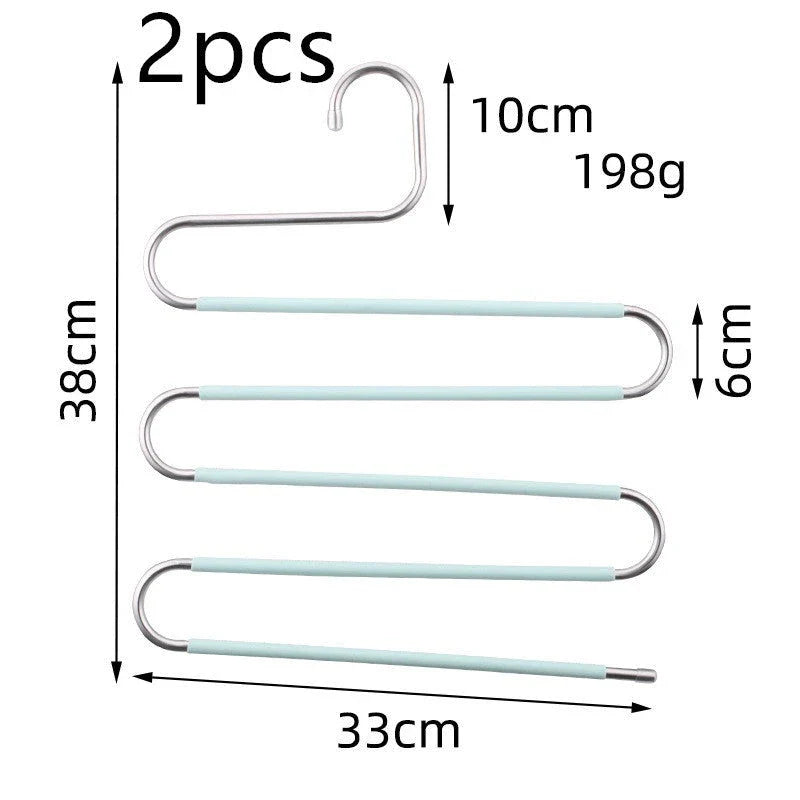 Adjustable 5-Tier Pants Rack in stainless steel with non-slip coating for space-saving closet organization