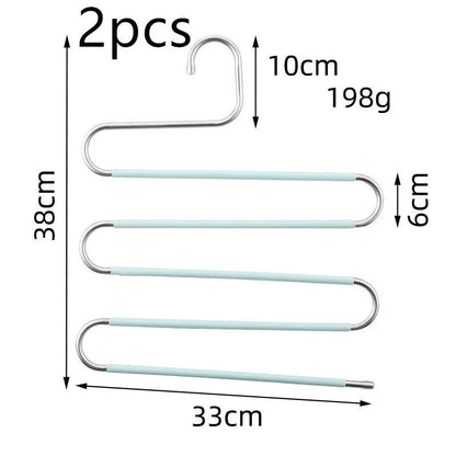 Adjustable 5-Tier Pants Rack in stainless steel with non-slip coating for space-saving closet organization