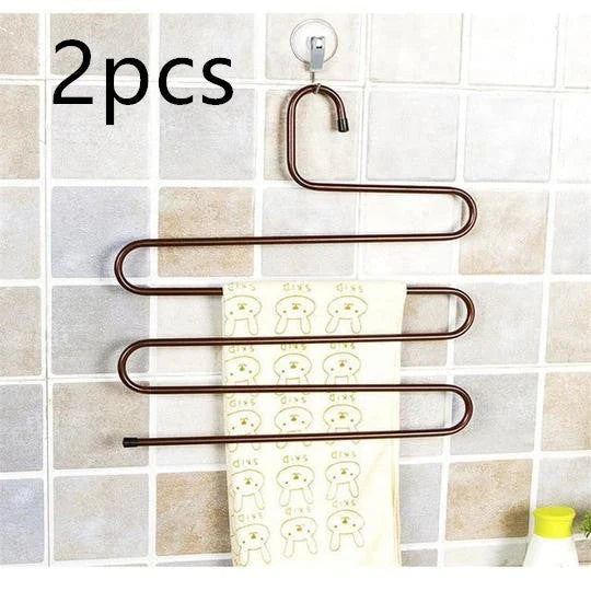 Adjustable 5-Tier Pants Rack in stainless steel with non-slip coating for space-saving closet organization