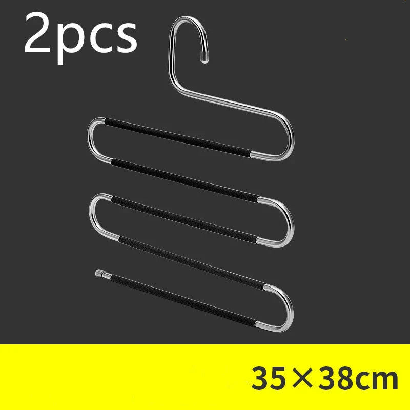 Adjustable 5-Tier Pants Rack in stainless steel with non-slip coating for space-saving closet organization