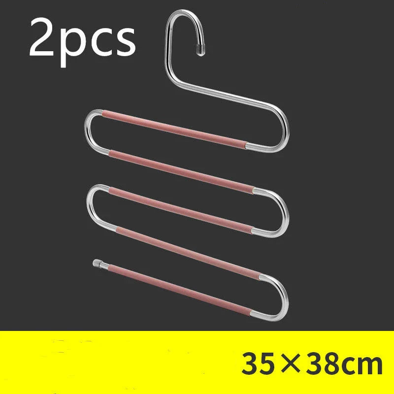 Adjustable 5-Tier Pants Rack in stainless steel with non-slip coating for space-saving closet organization