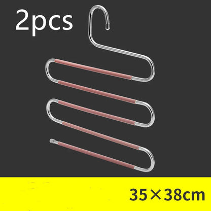 Adjustable 5-Tier Pants Rack in stainless steel with non-slip coating for space-saving closet organization