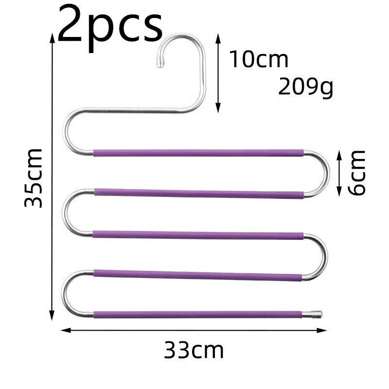 Adjustable 5-Tier Pants Rack in stainless steel with non-slip coating for space-saving closet organization