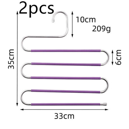 Adjustable 5-Tier Pants Rack in stainless steel with non-slip coating for space-saving closet organization