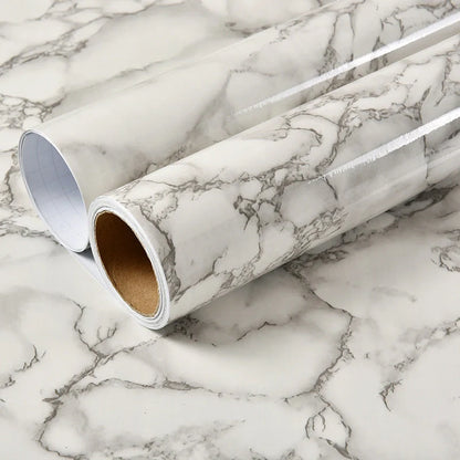 Elegant imitation marble furniture wallpaper with waterproof and heat-resistant properties for easy kitchen, bathroom, and home decor updates