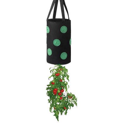 Premium vertical planting bags made of breathable non-woven fabric with 13 strategically placed holes for easy monitoring and harvesting