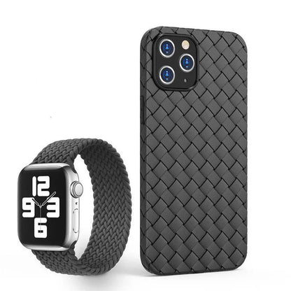 Woven pattern TPU phone case for iPhone in solid colour options
