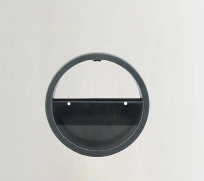 Round iron style plastic wall vase hanging basket for flowers in multiple colour options.