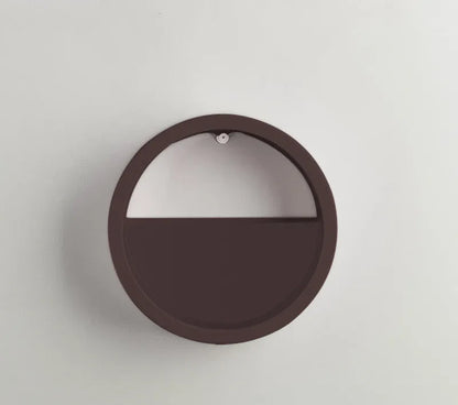 Round iron style plastic wall vase hanging basket for flowers in multiple colour options.