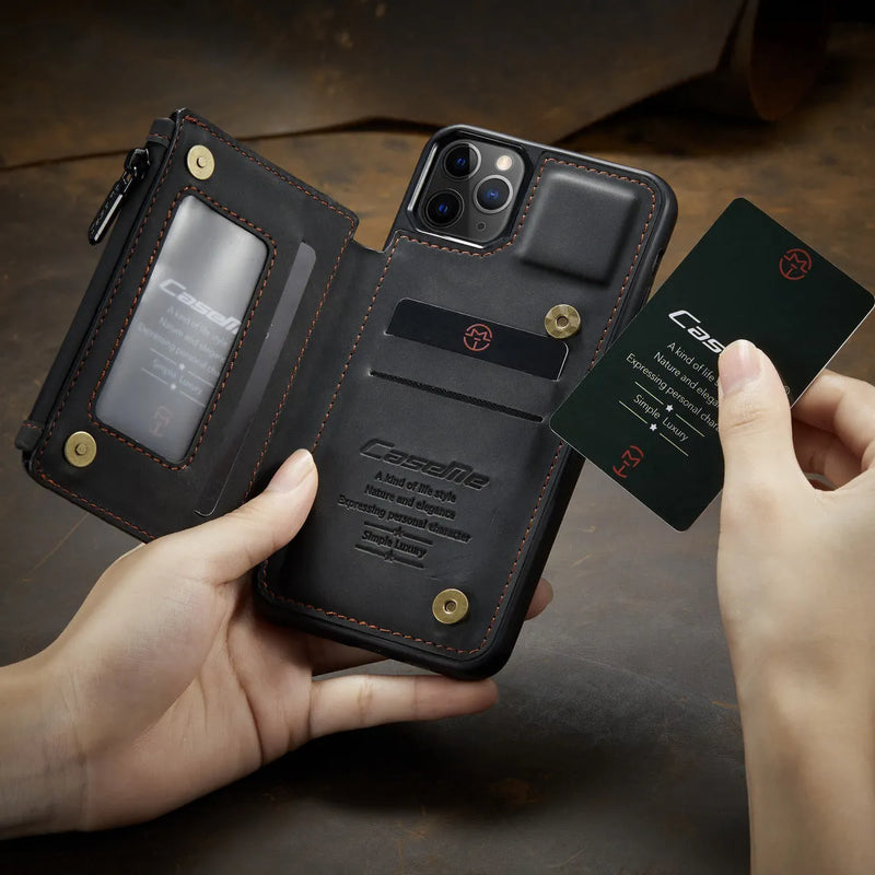 Phone Holster Protective Cover with Frosted Back for iPhone models, combining PU leather and flexible TPU frame in multiple solid colours including black, blue, brown, coffee and wine red
