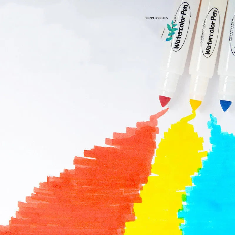 Children's brush safe washable watercolour paint set with plastic barrel pens in 36 or 48 colour options for drawing, crafts and educational activities at home or school