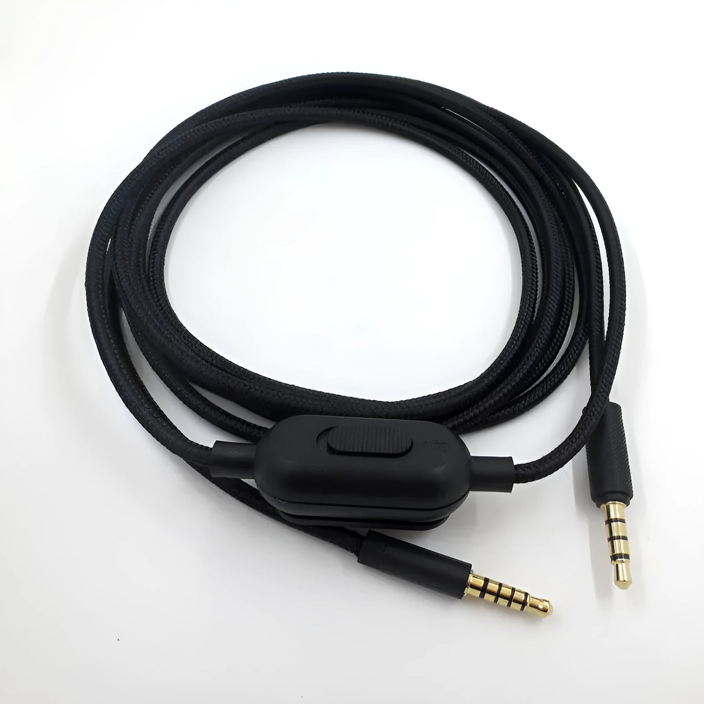 Black universal audio cable for game headsets with bare copper wire construction