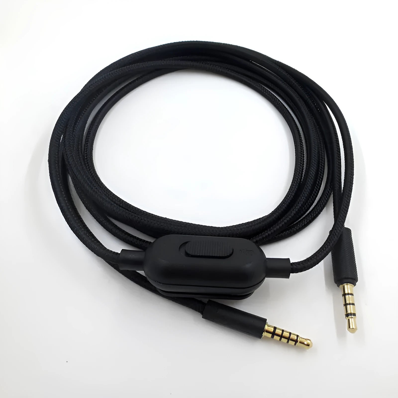 Black universal audio cable for game headsets with bare copper wire construction